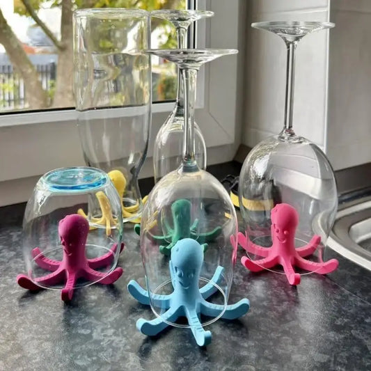 Effective 3D Octopus-shaped Single Unit Drying Rack for Rapid Water Bottle Drying; Fits Various Cups