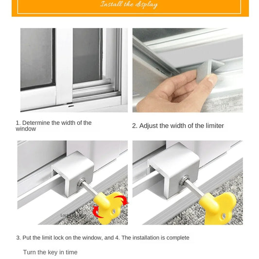 Durable Aluminum Alloy Sliding Window Locks Unisex Protection Adjustable Anti-Theft Limit Device Safety Window Stoppers